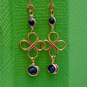 Wire-Wrapped Four-Leaf Clover Dangle Earrings